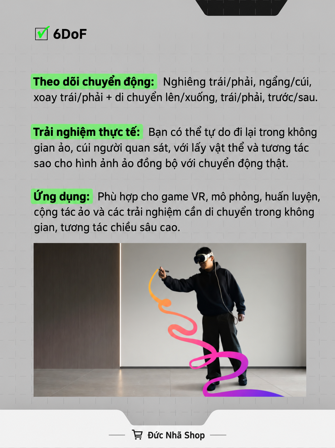 Infographic 6DoF theo dõi xoay và vị trí