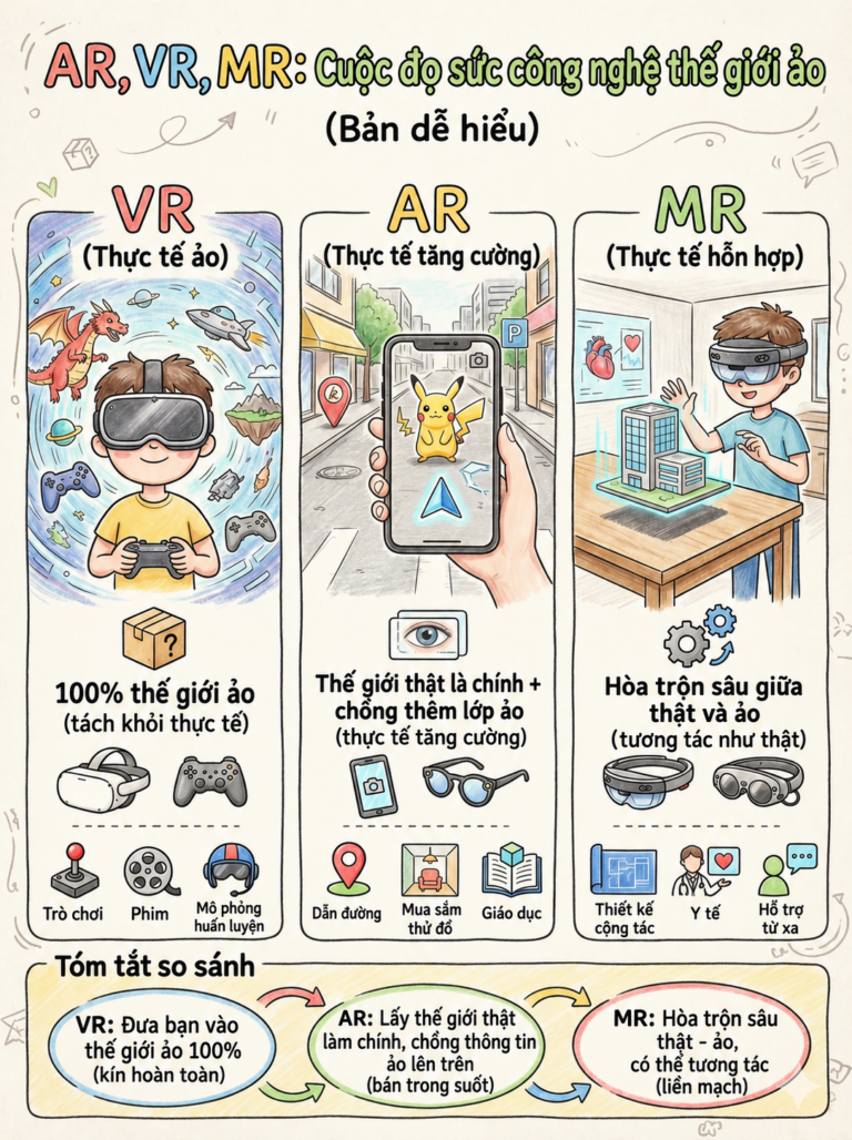 AR, VR, MR là gì? So sánh, cấu tạo kính VR và 10 ứng dụng thực tế