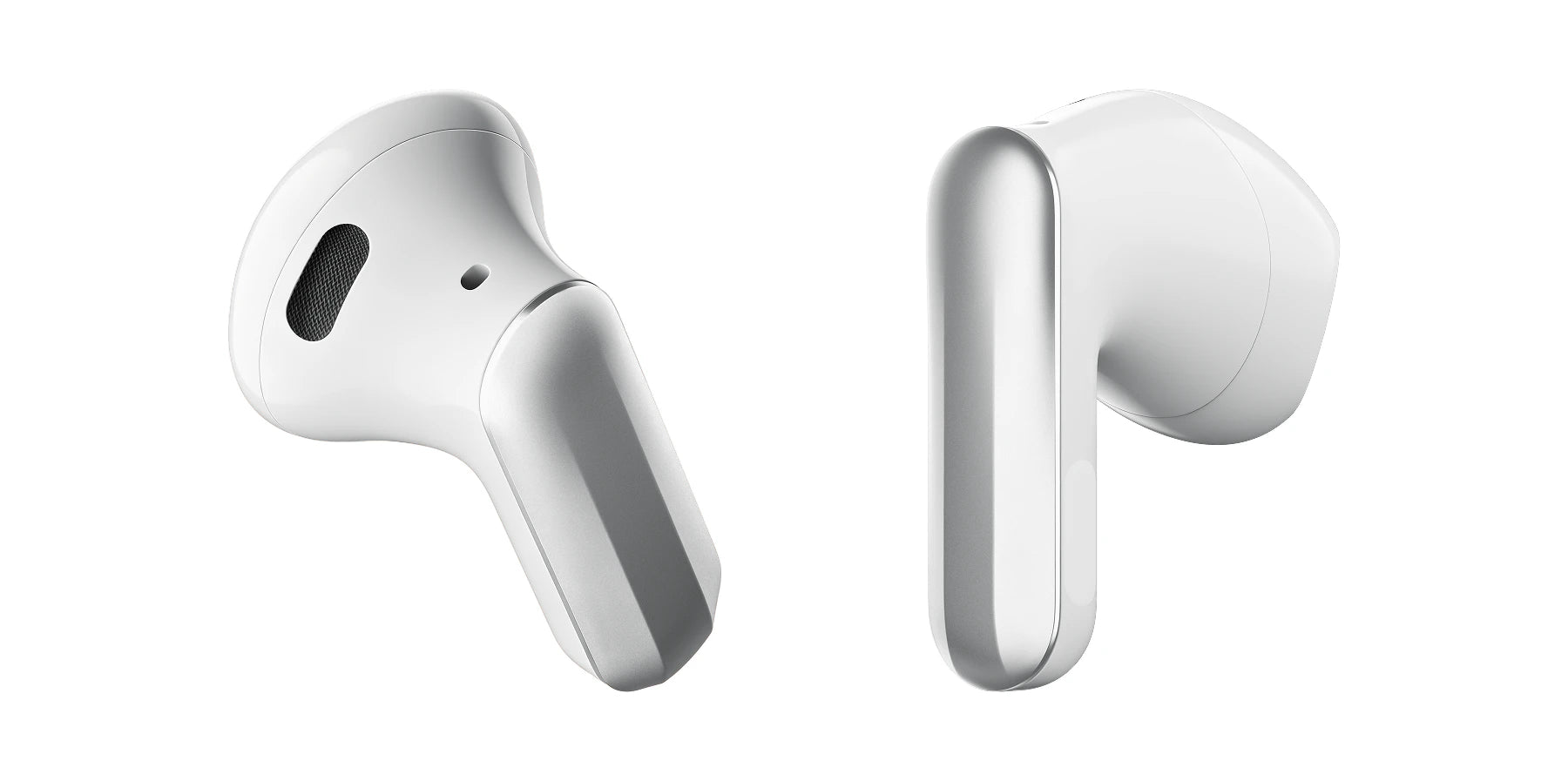 Cận cảnh thiết kế hai tai nghe PLAUD One half-in-ear màu trắng